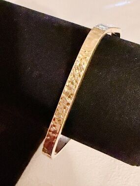J. Crew Hammered Gold-Tone Geometric Square Open Cuff Bangle Bracelet